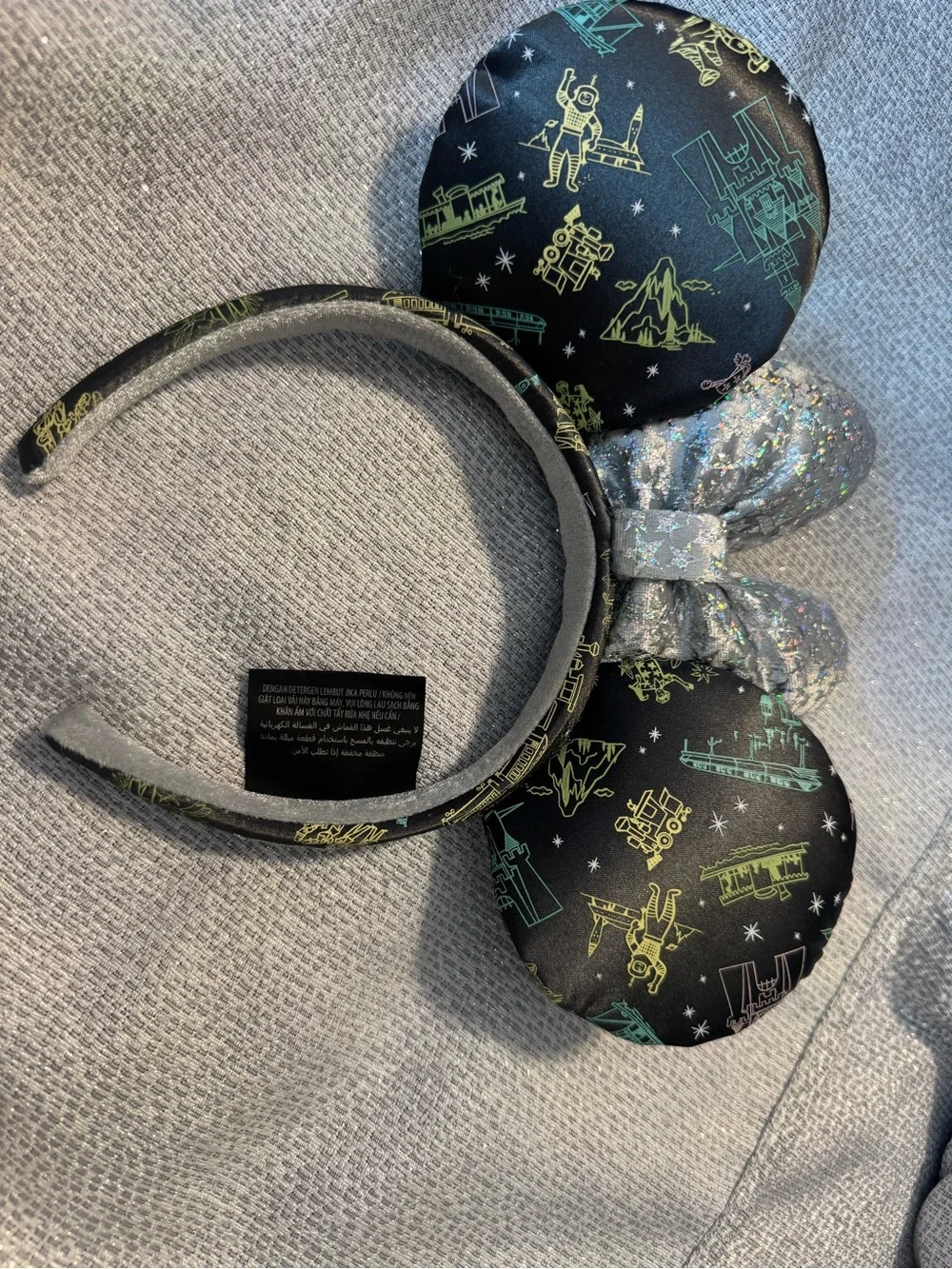 Disney 100 collection Silver Sparkle Bow Mouse Ears Headband